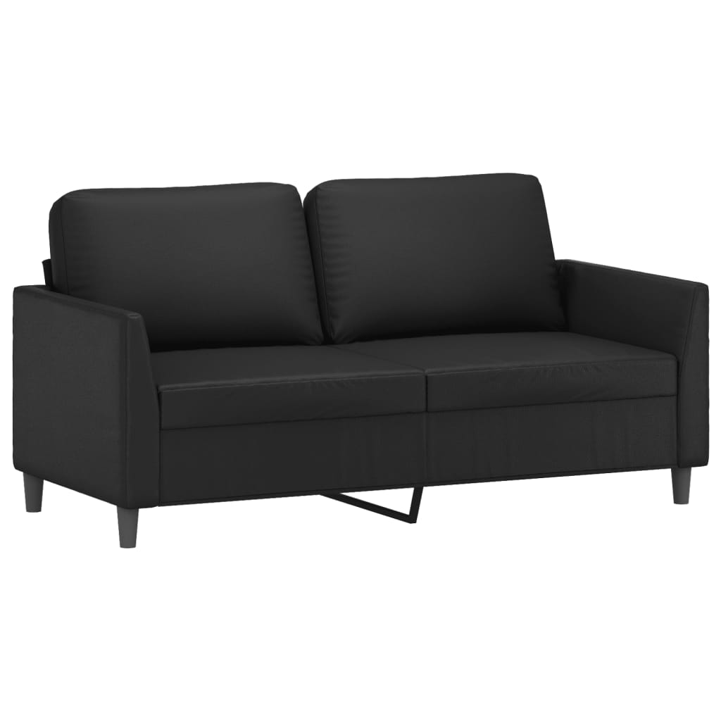 vidaXL 3 Piece Sofa Set with Cushions Black Faux Leather-2