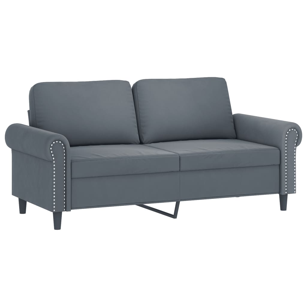 vidaXL 2 Piece Sofa Set with Cushions Dark Gray Velvet-2