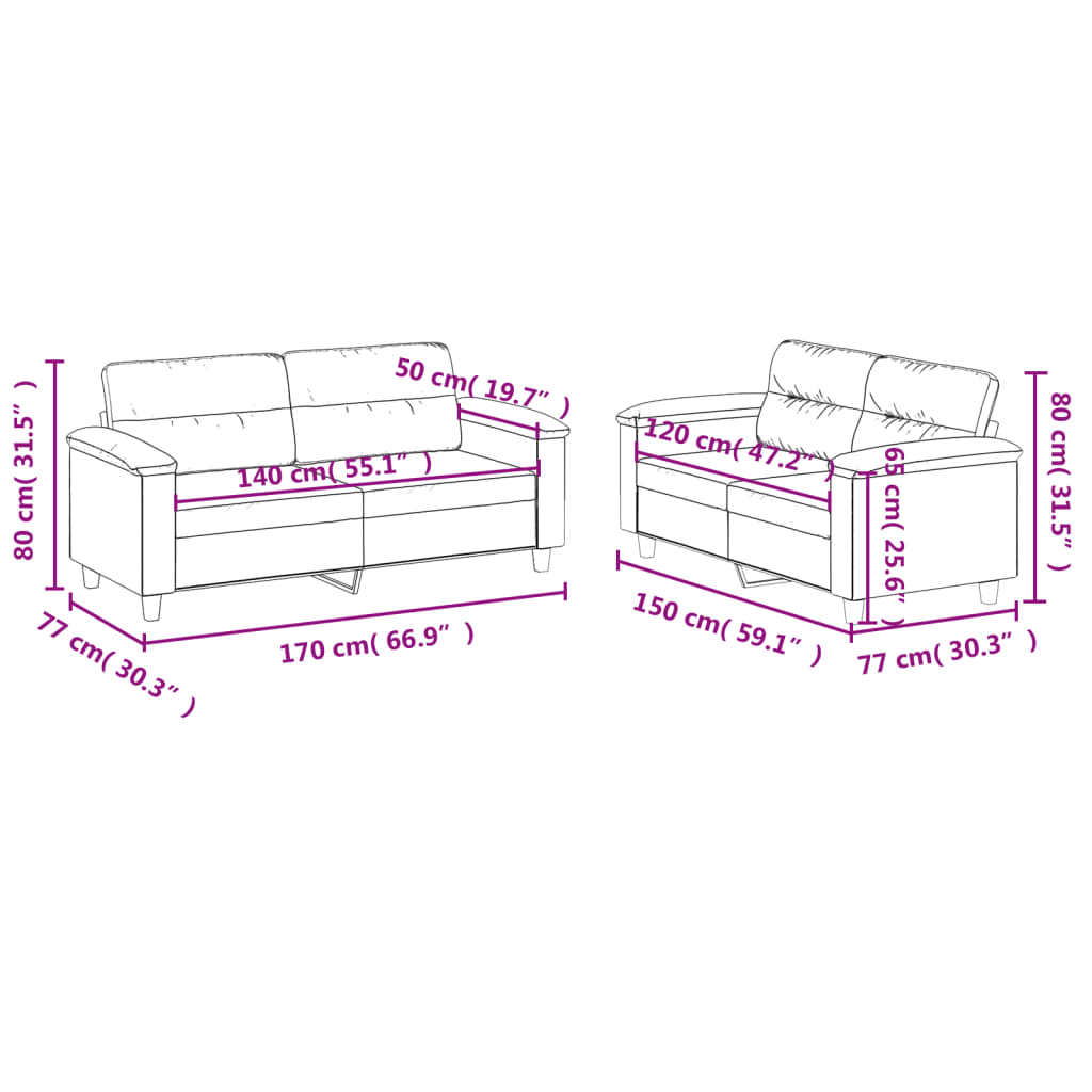 vidaXL 2 Piece Sofa Set with Cushions Black Faux Leather-1