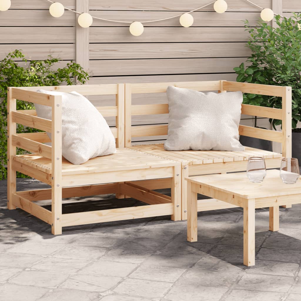 vidaXL Patio Sofas Corner 2 pcs 27.6"x27.6"x26.4" Solid Wood Pine-0