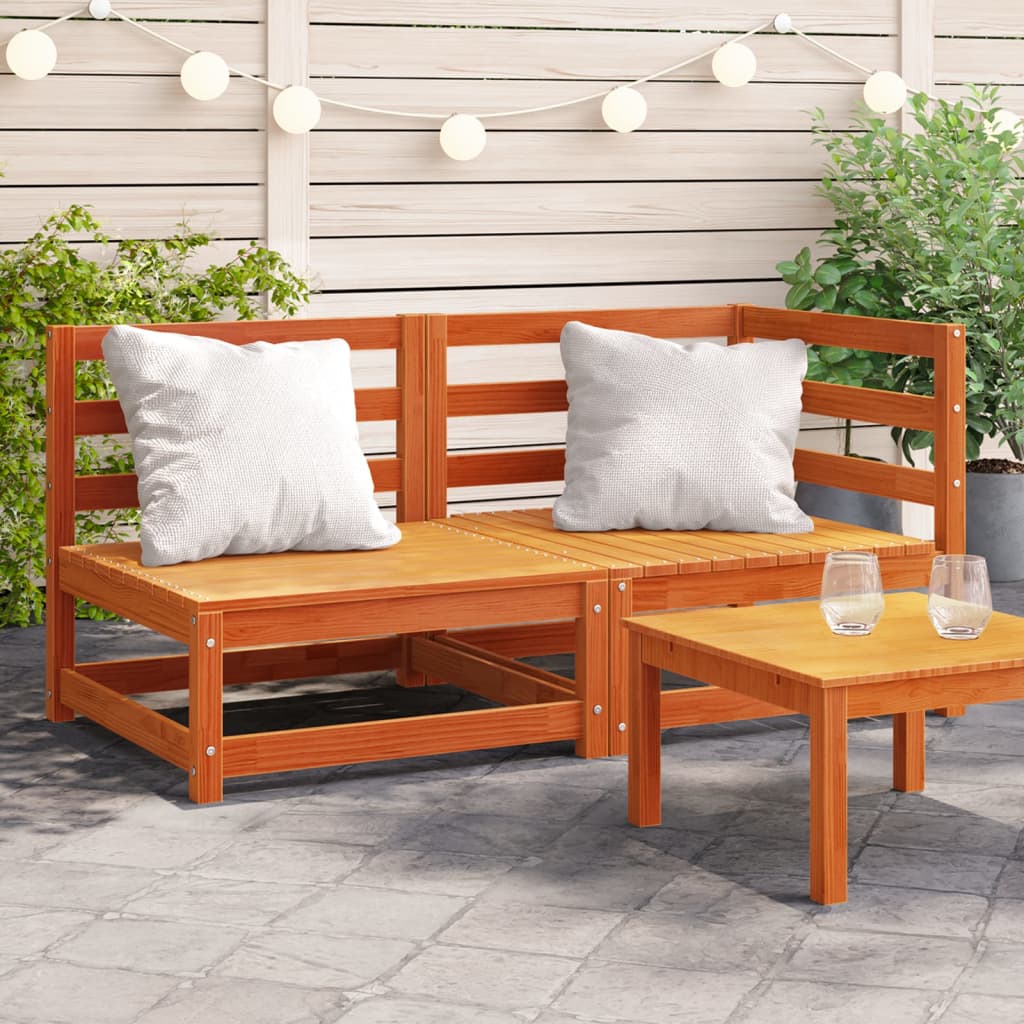 vidaXL Patio Sofa 2-Seater Wax Brown Solid Wood Pine-0