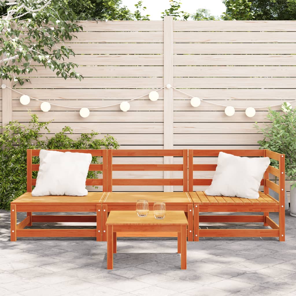 vidaXL Patio Sofa 3-Seater Wax Brown Solid Wood Pine-2