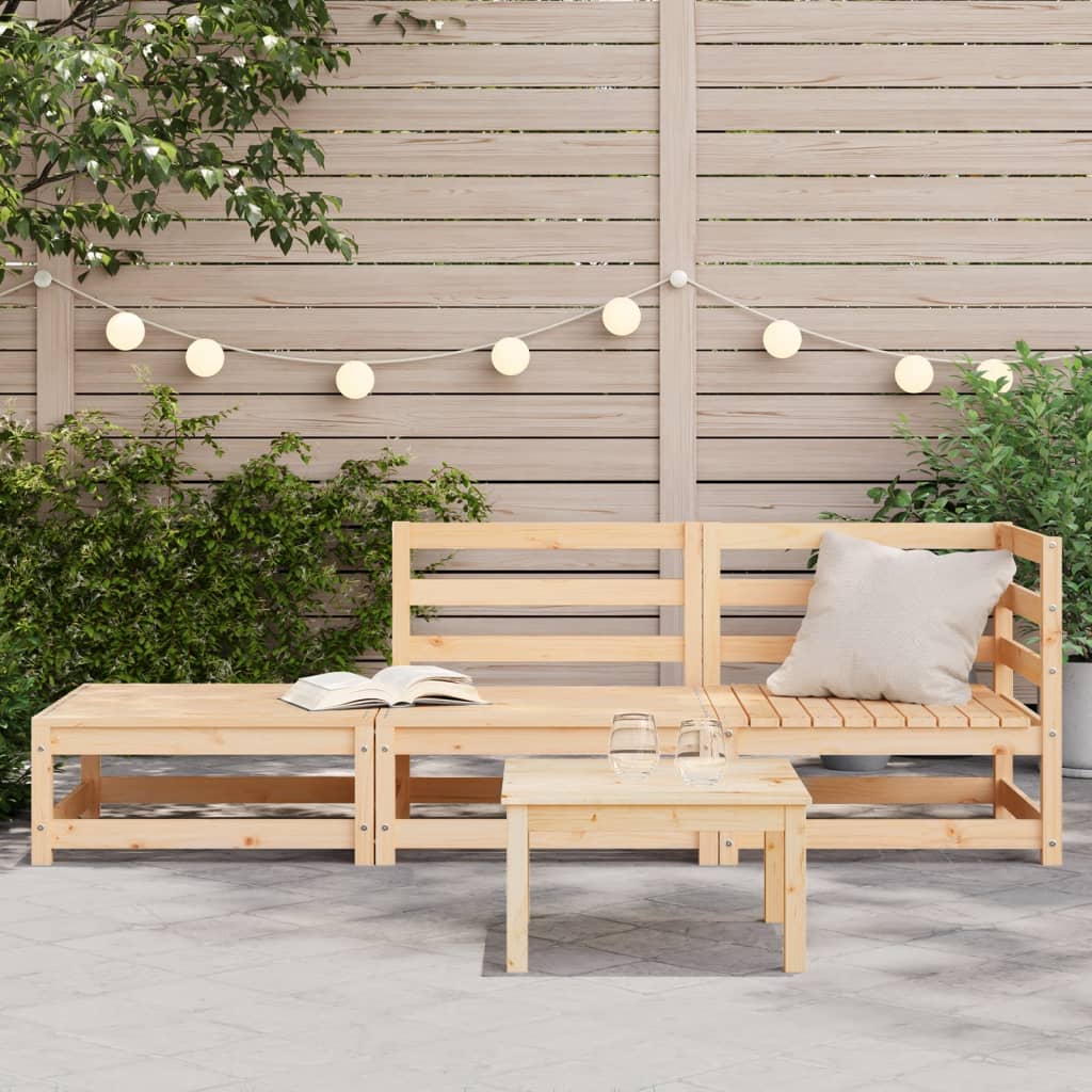 vidaXL Patio Sofa with Footstool 2-Seater Solid Wood Pine-1