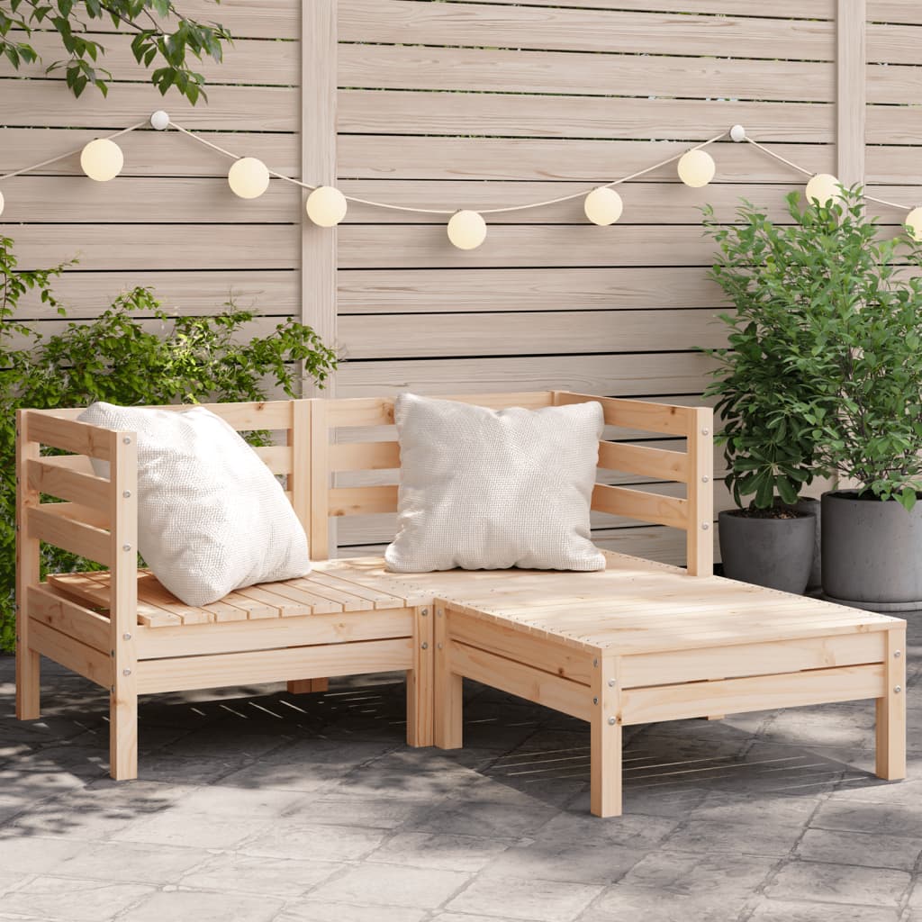 vidaXL Patio Sofa 2-Seater with Footstool Solid Wood Pine-0