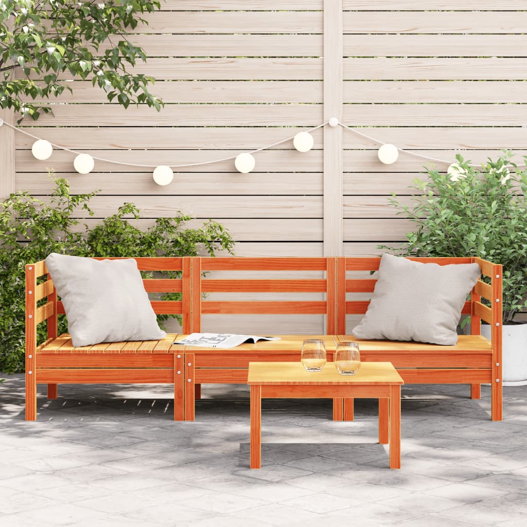 vidaXL Patio Sofa 3-Seater Wax Brown Solid Wood Pine-1