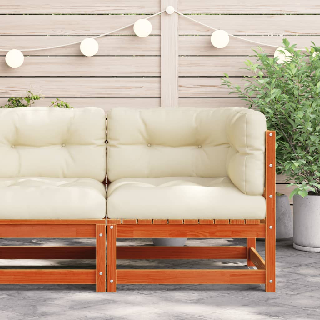 vidaXL Patio Sofa Corner with Cushions Wax Brown Solid Wood Pine-1