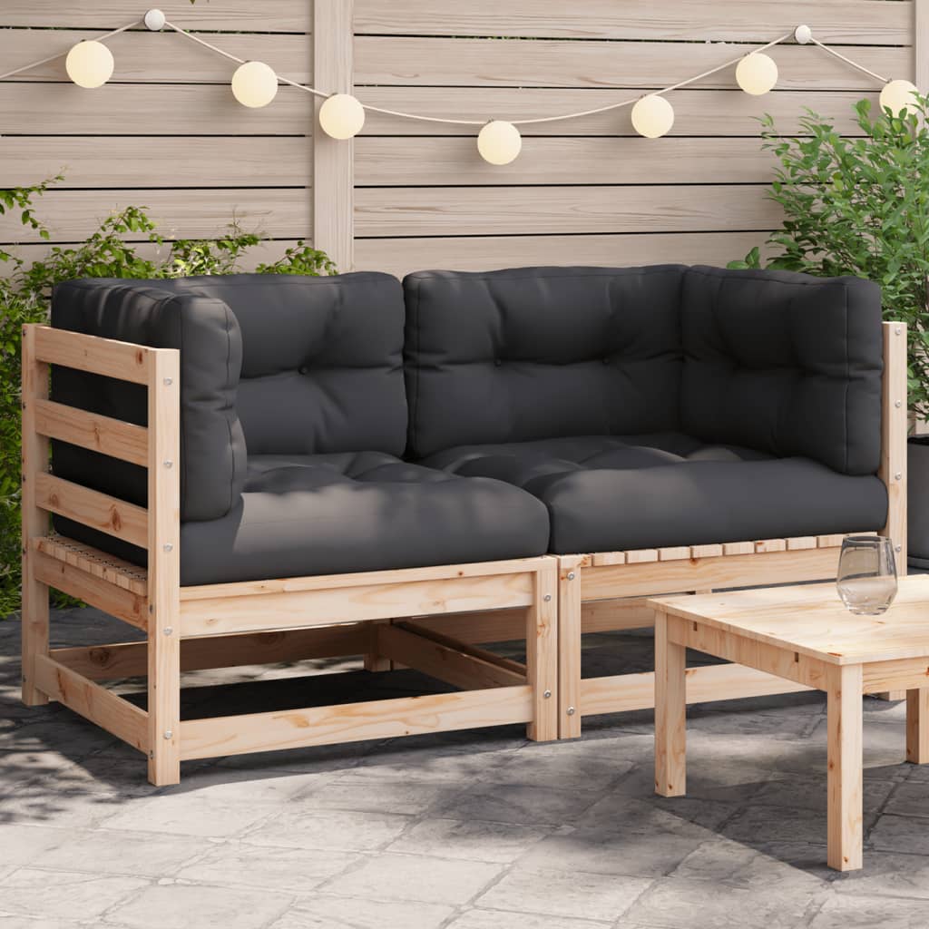 vidaXL Patio Sofas Corner with Cushions 2 pcs Solid Wood Pine-0