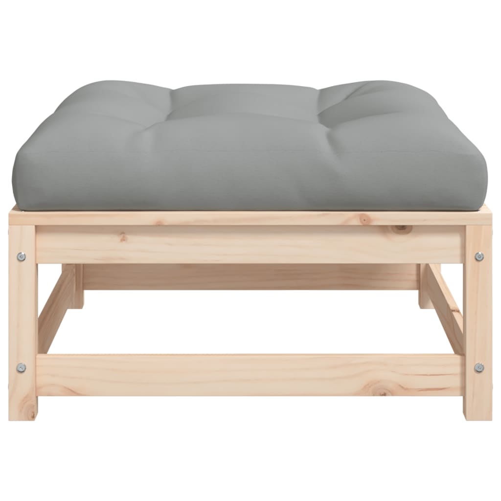 vidaXL Patio Footstool with Cushion Solid Wood Pine-3