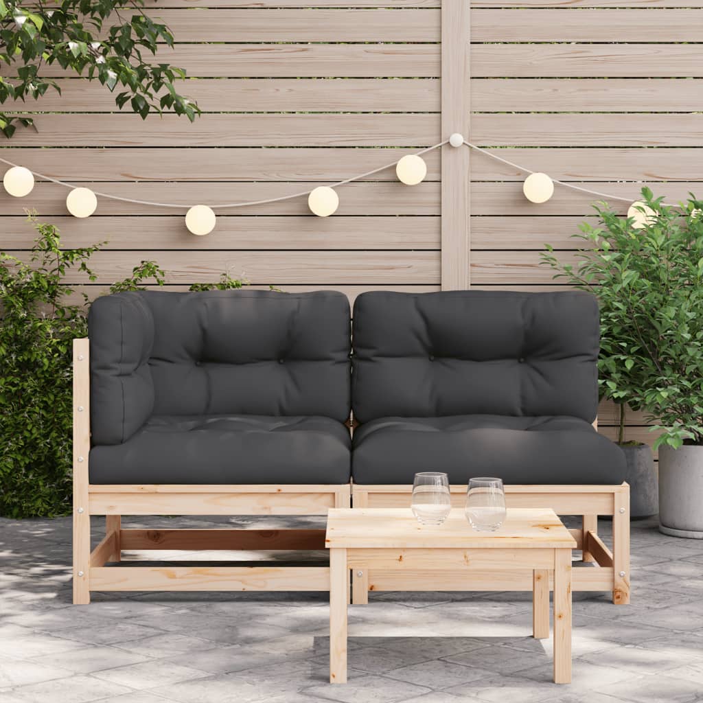 vidaXL Patio Sofa with Cushions 2-Seater Solid Wood Pine-1