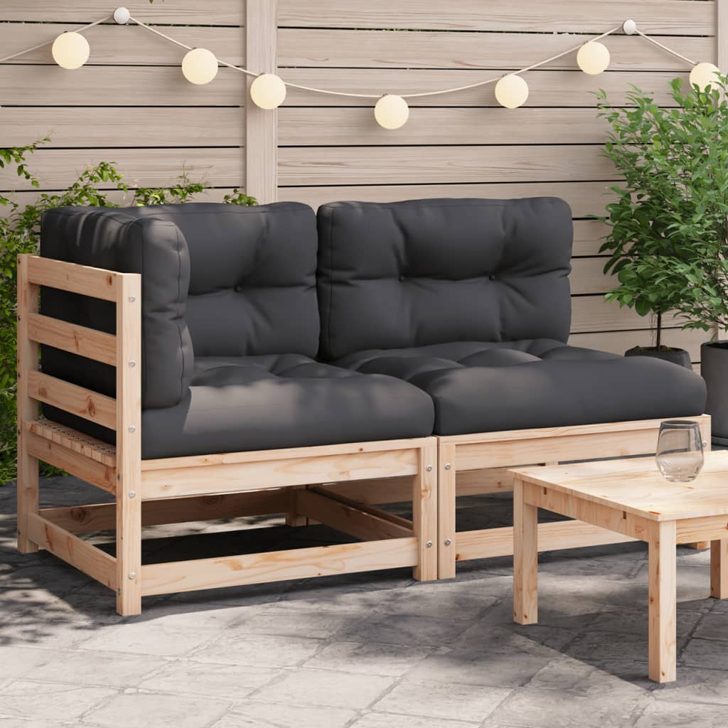 vidaXL Patio Sofa with Cushions 2-Seater Solid Wood Pine-0