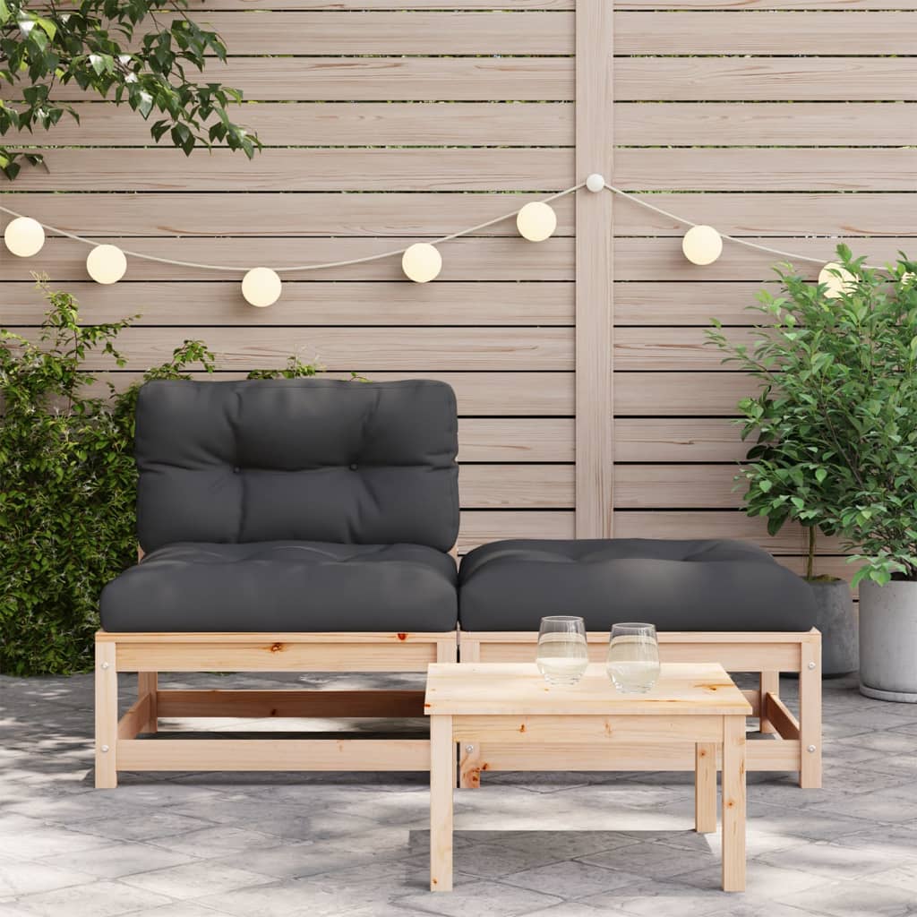 vidaXL Patio Sofa Armless with Cushions and Footstool-1