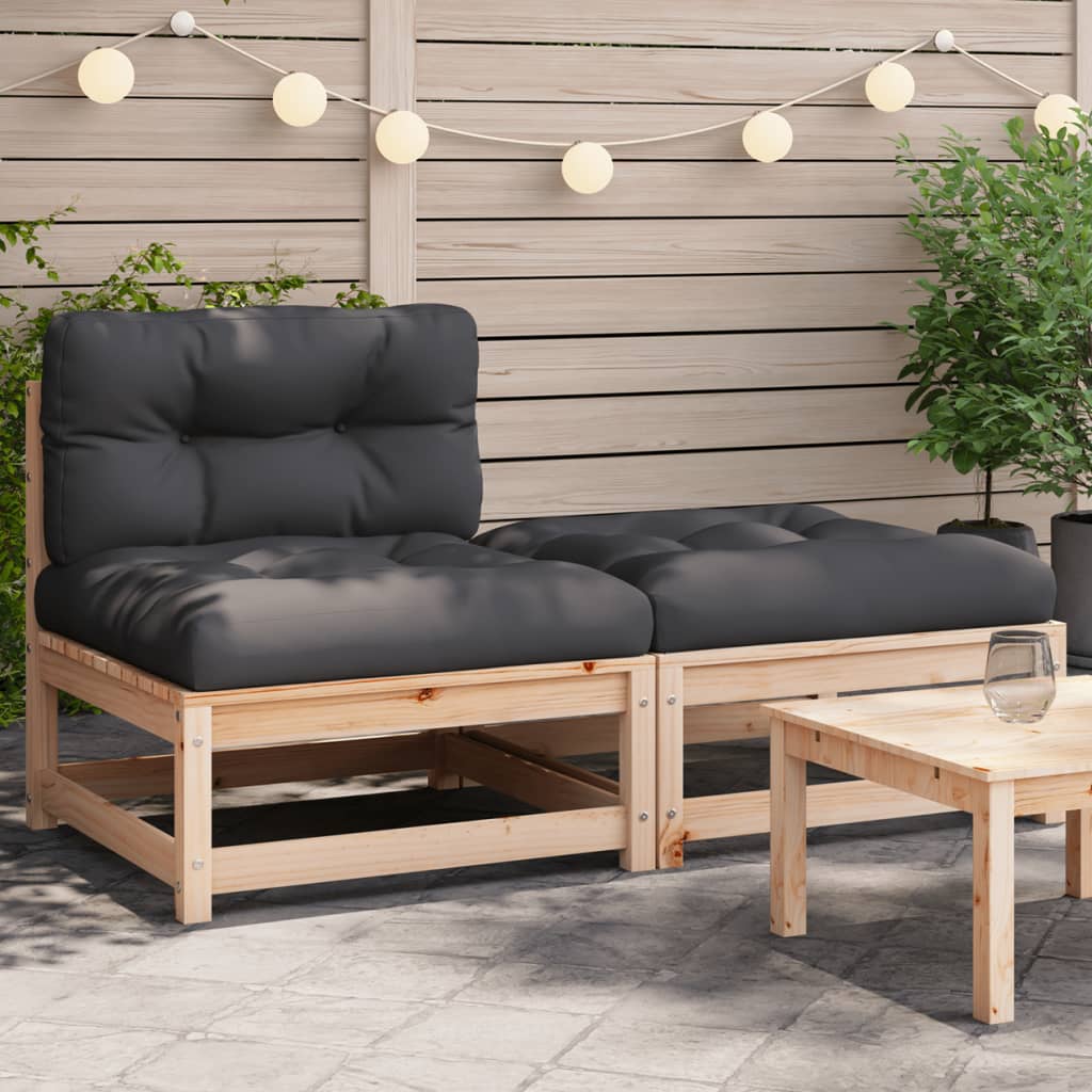 vidaXL Patio Sofa Armless with Cushions and Footstool-0