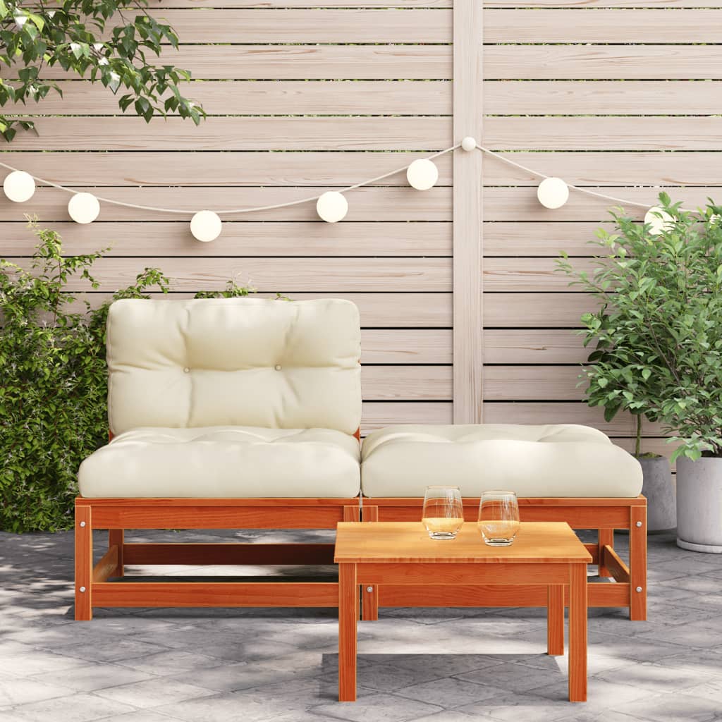 vidaXL Patio Sofa Armless with Cushions and Footstool-1