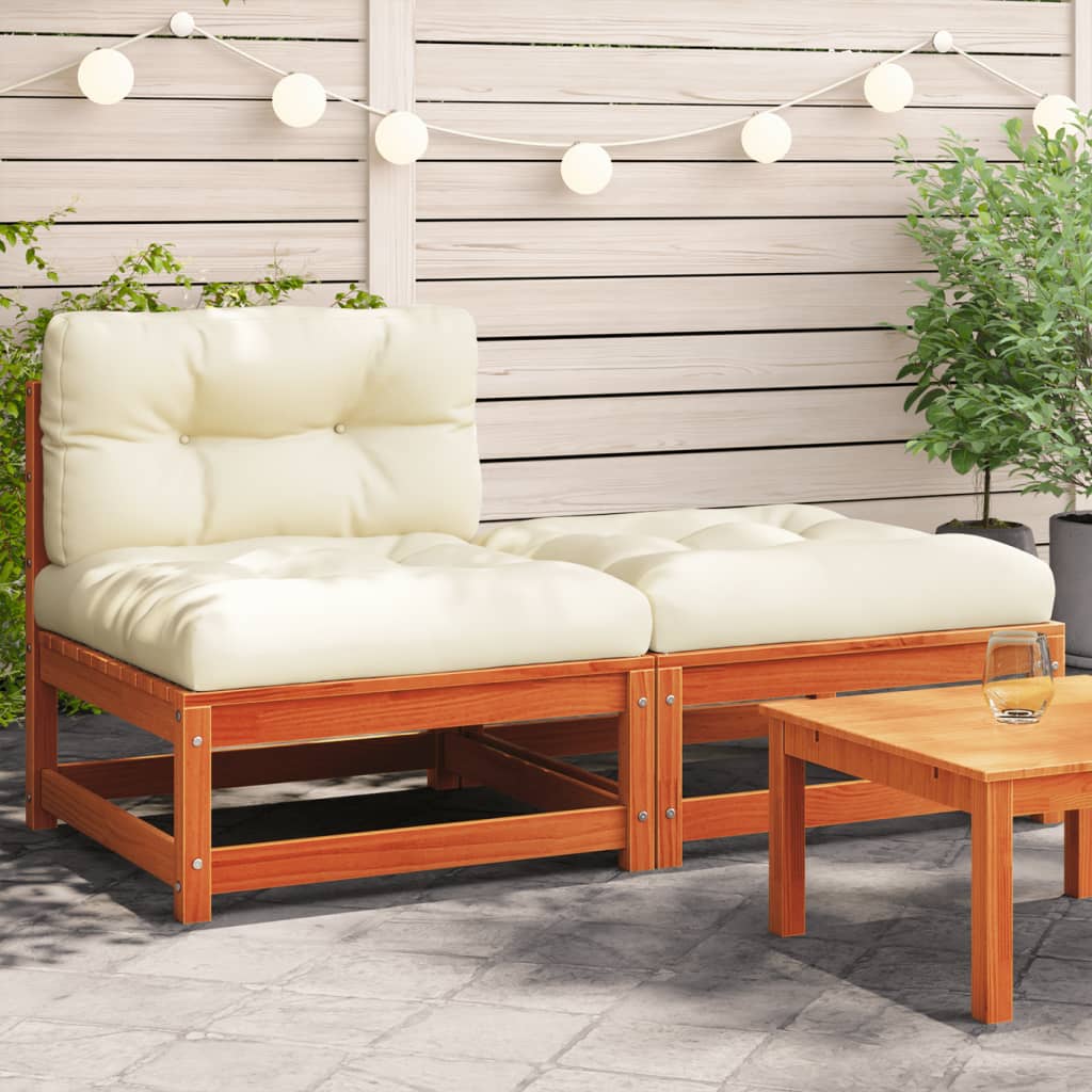 vidaXL Patio Sofa Armless with Cushions and Footstool-0