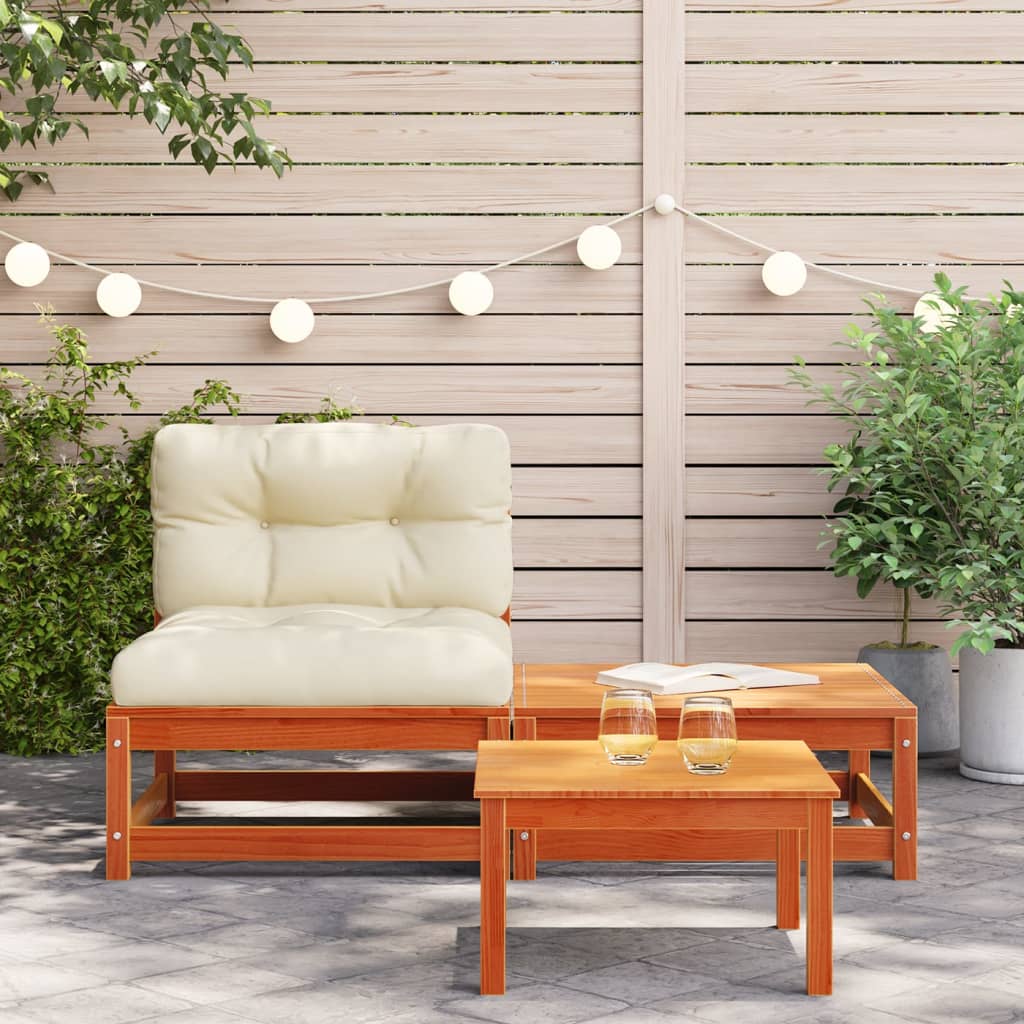 vidaXL Patio Sofa Armless with Cushions and Footstool-1