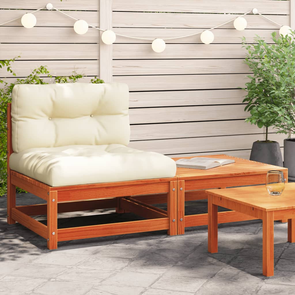 vidaXL Patio Sofa Armless with Cushions and Footstool-0