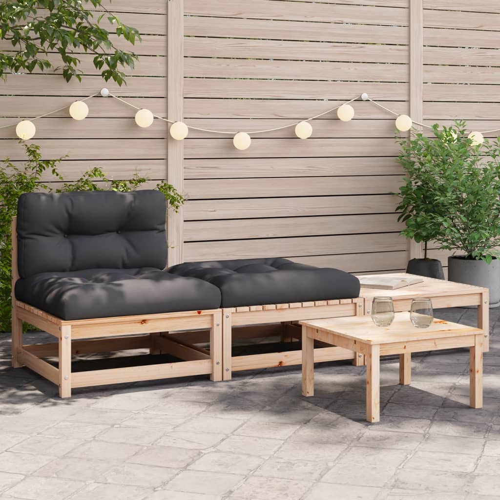 vidaXL Patio Sofa Armless with Cushions and Footstools-0