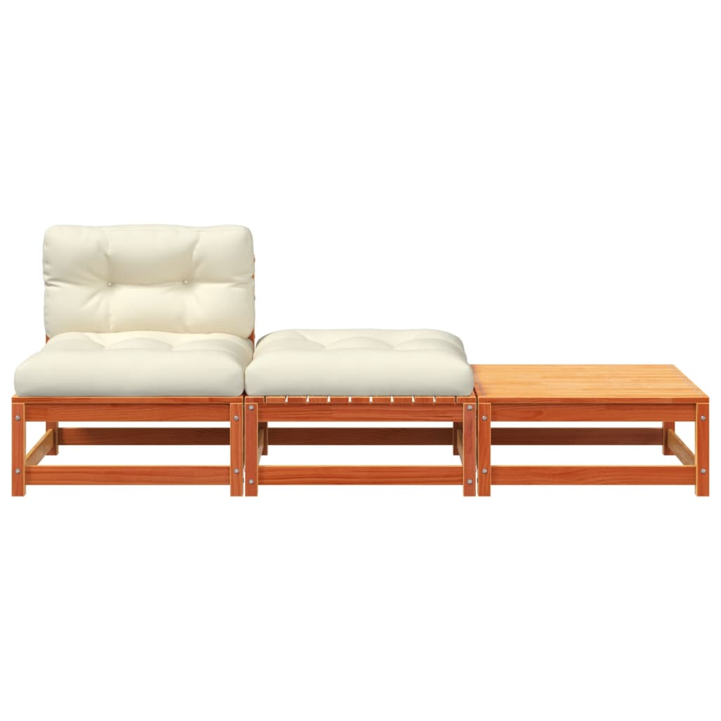 vidaXL Patio Sofa Armless with Cushions and Footstools-3