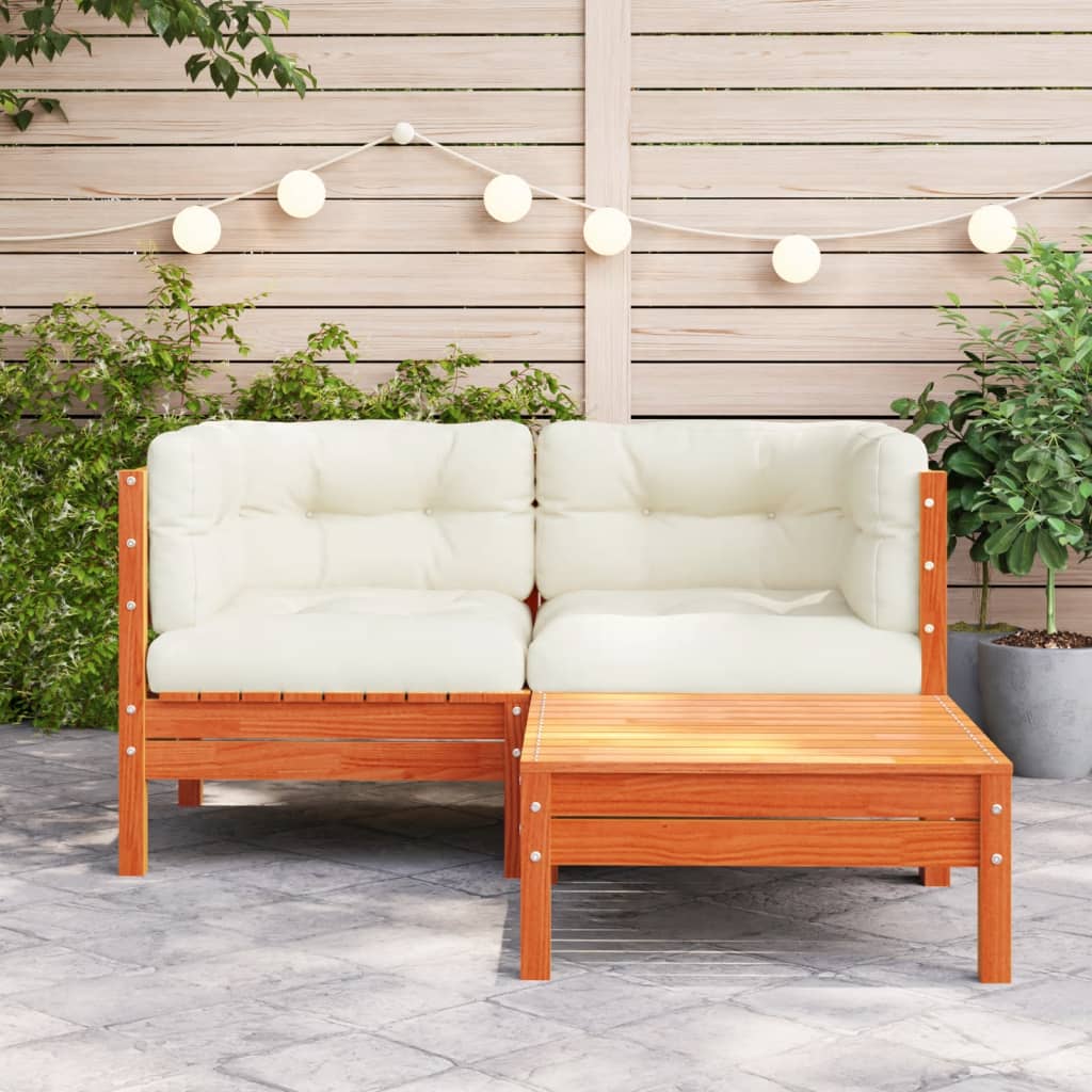 vidaXL Patio Sofa with Cushions and Footstool 2-Seater-1