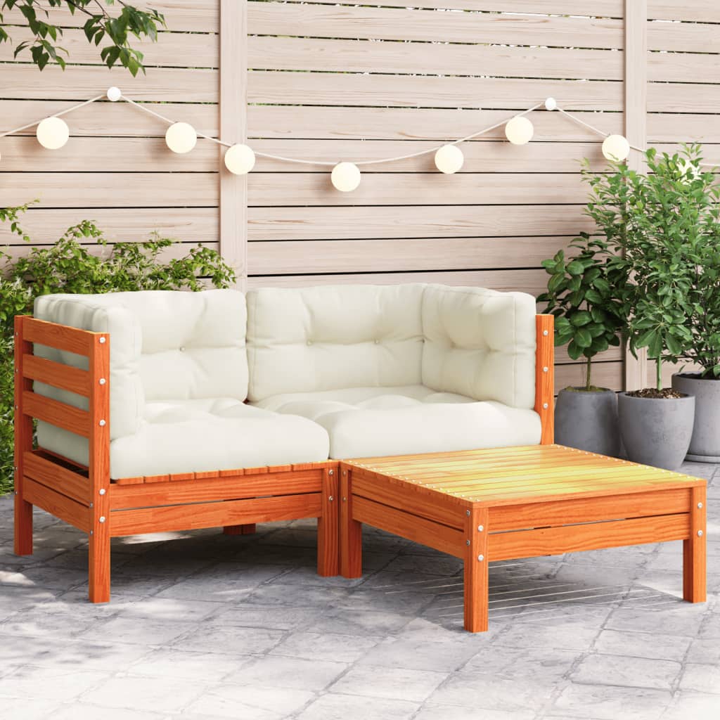 vidaXL Patio Sofa with Cushions and Footstool 2-Seater-0