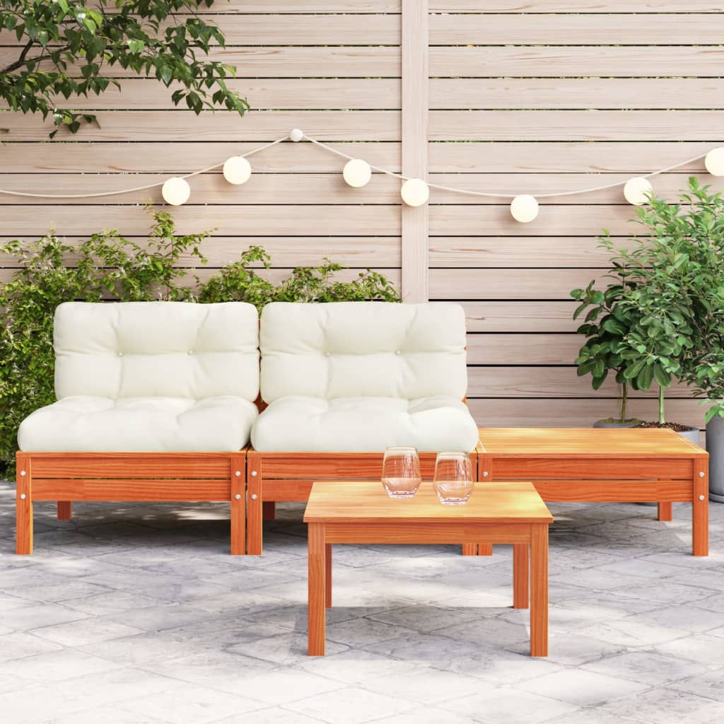 vidaXL Patio Sofa with Cushions and Footstool 2-Seater-1