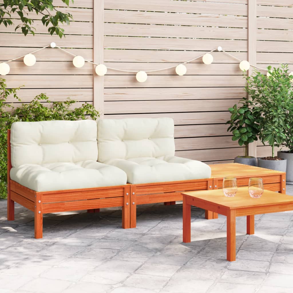 vidaXL Patio Sofa with Cushions and Footstool 2-Seater-0