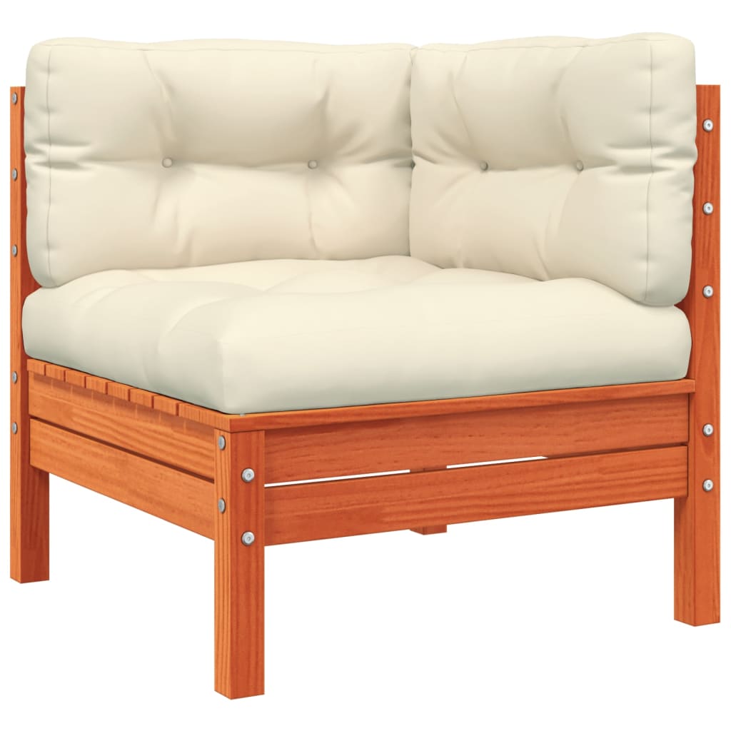 vidaXL Patio Sofa with Cushions and Footstool Solid Wood Pine-4