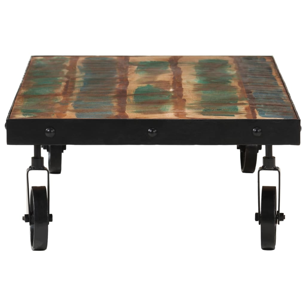 vidaXL Coffee Table with Wheels Furniture Living Room Solid Reclaimed Wood-4