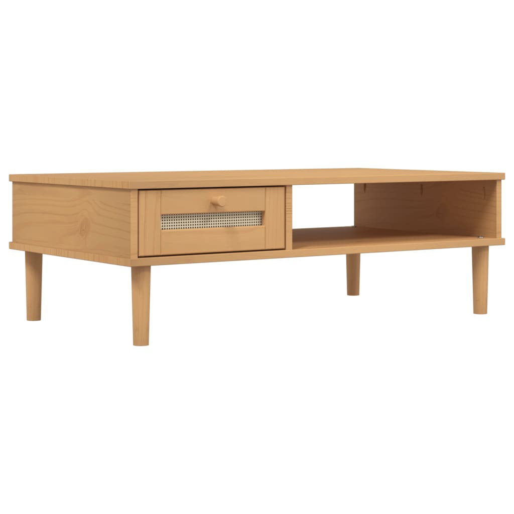 vidaXL Coffee Table Accent Storage Side Table SENJA Rattan Look Solid Wood-23