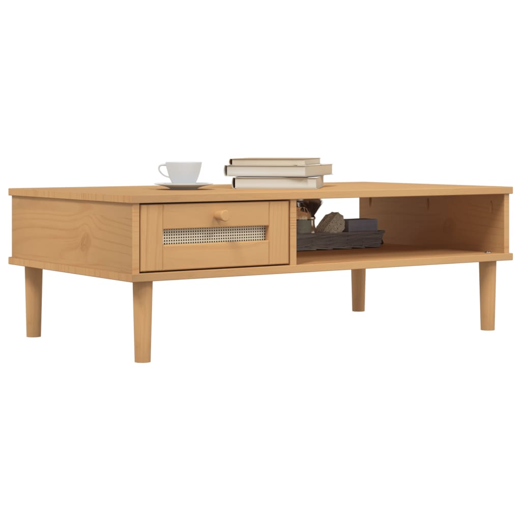 vidaXL Coffee Table Accent Storage Side Table SENJA Rattan Look Solid Wood-1