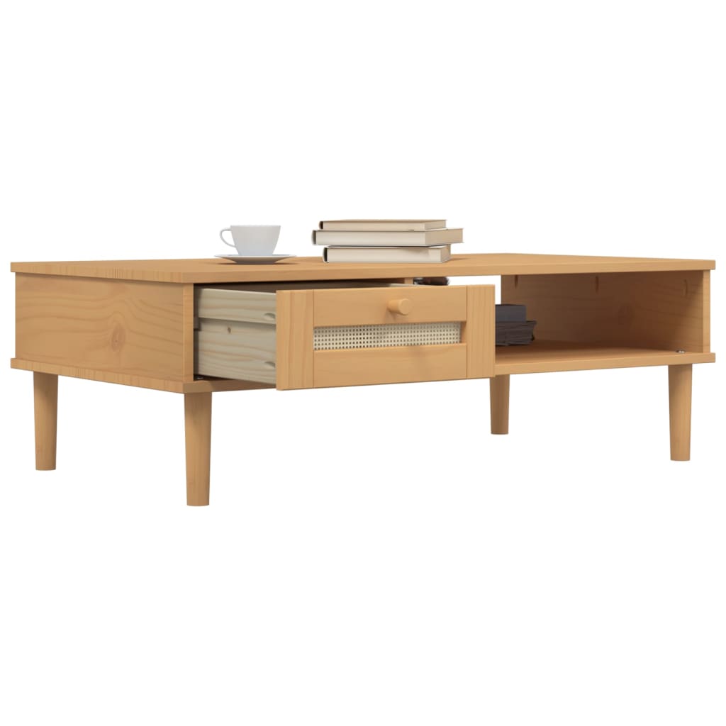 vidaXL Coffee Table Accent Storage Side Table SENJA Rattan Look Solid Wood-4