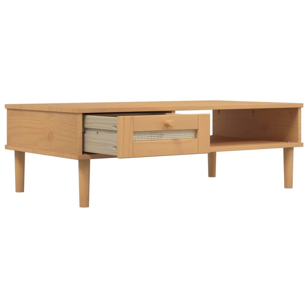 vidaXL Coffee Table Accent Storage Side Table SENJA Rattan Look Solid Wood-10