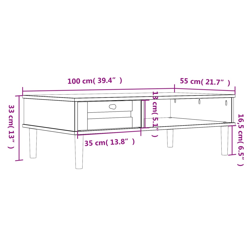 vidaXL Coffee Table Accent Storage Side Table SENJA Rattan Look Solid Wood-20