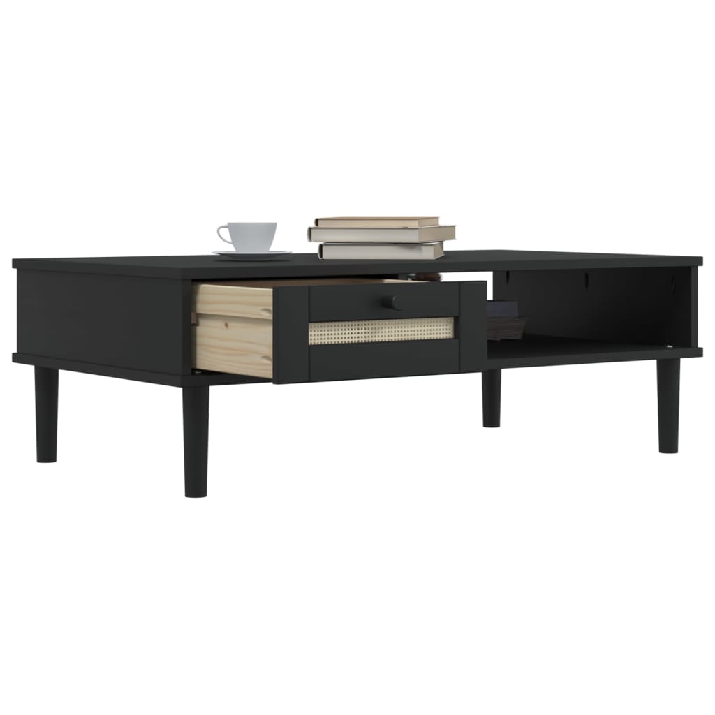 vidaXL Coffee Table Accent Storage Side Table SENJA Rattan Look Solid Wood-9