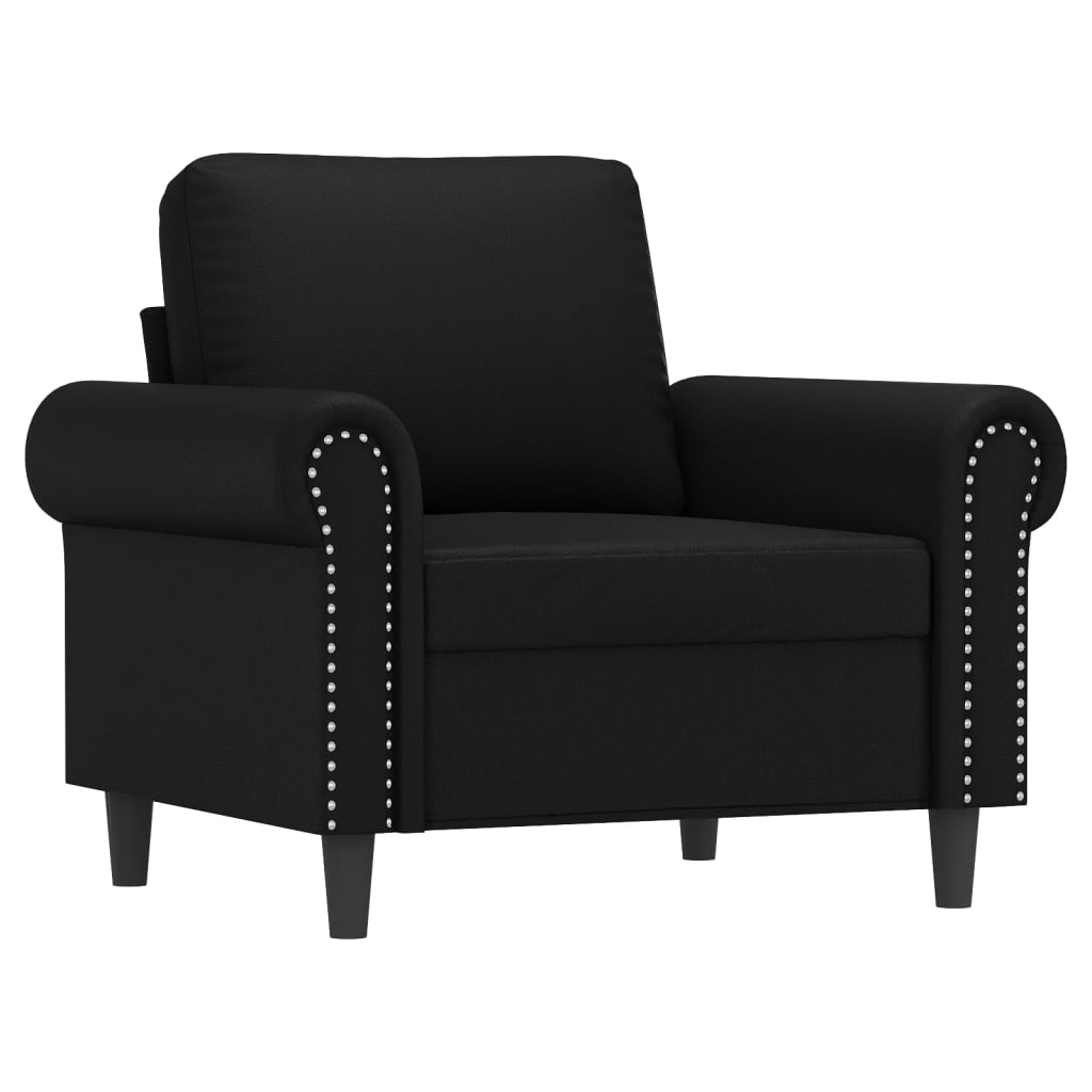 vidaXL Sofa Chair Accent Upholstered Single Sofa Chair Black Faux Leather-16