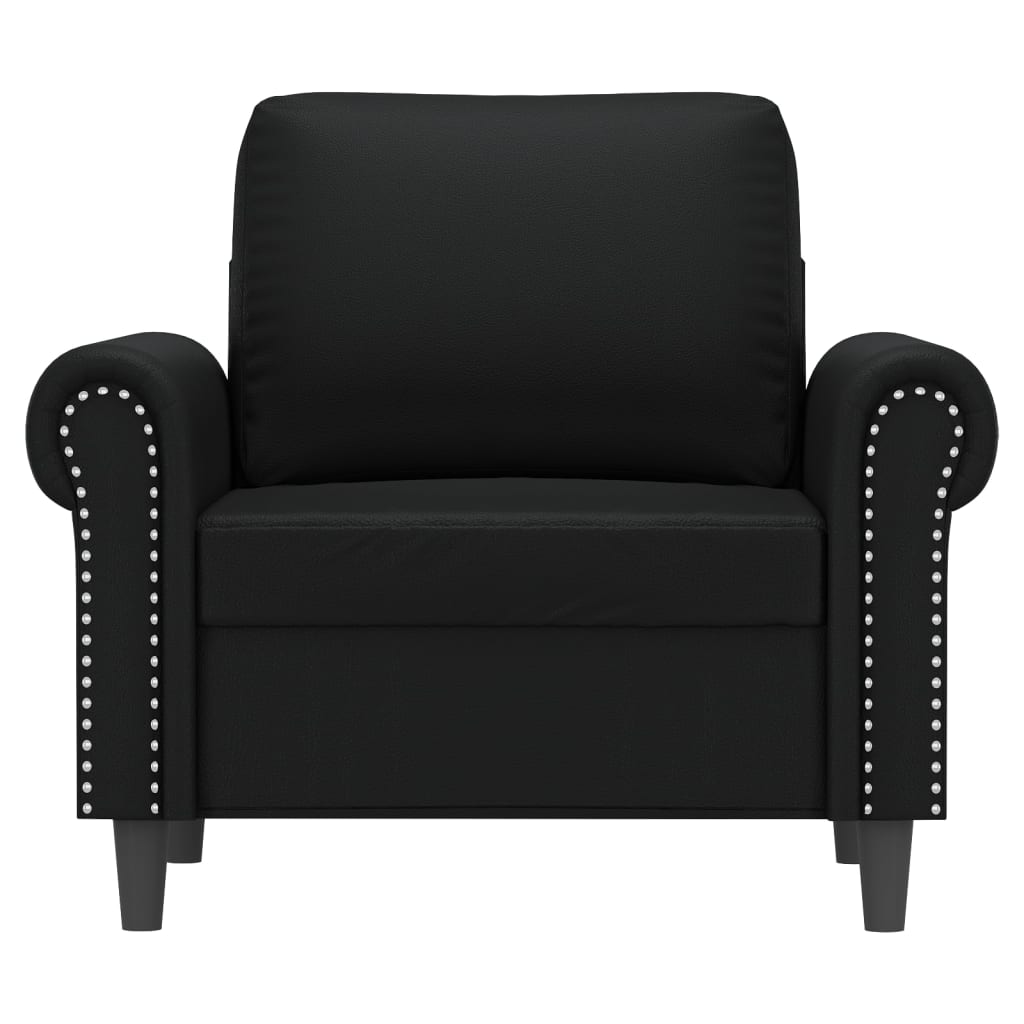 vidaXL Sofa Chair Accent Upholstered Single Sofa Chair Black Faux Leather-22