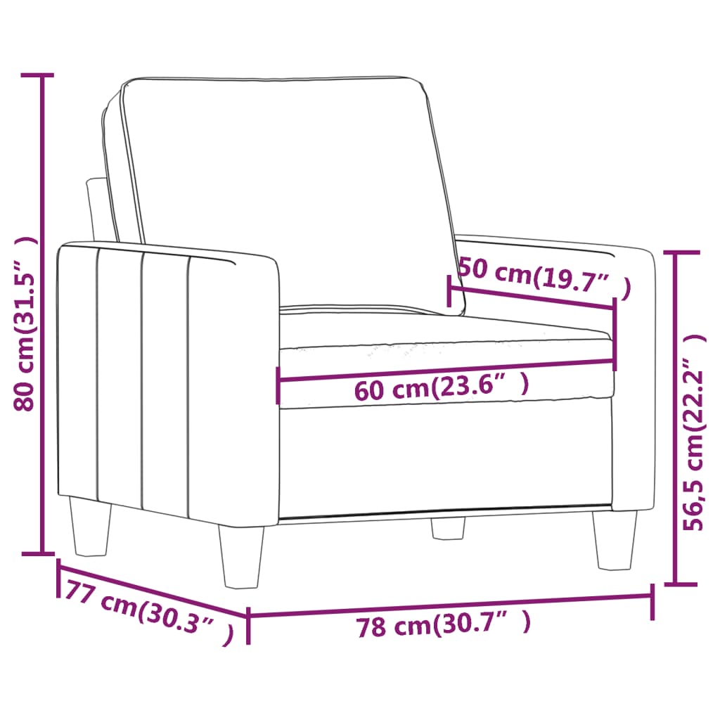 vidaXL Sofa Chair Upholstered Accent Armchair Sofa Comfort Dark Gray Fabric-19