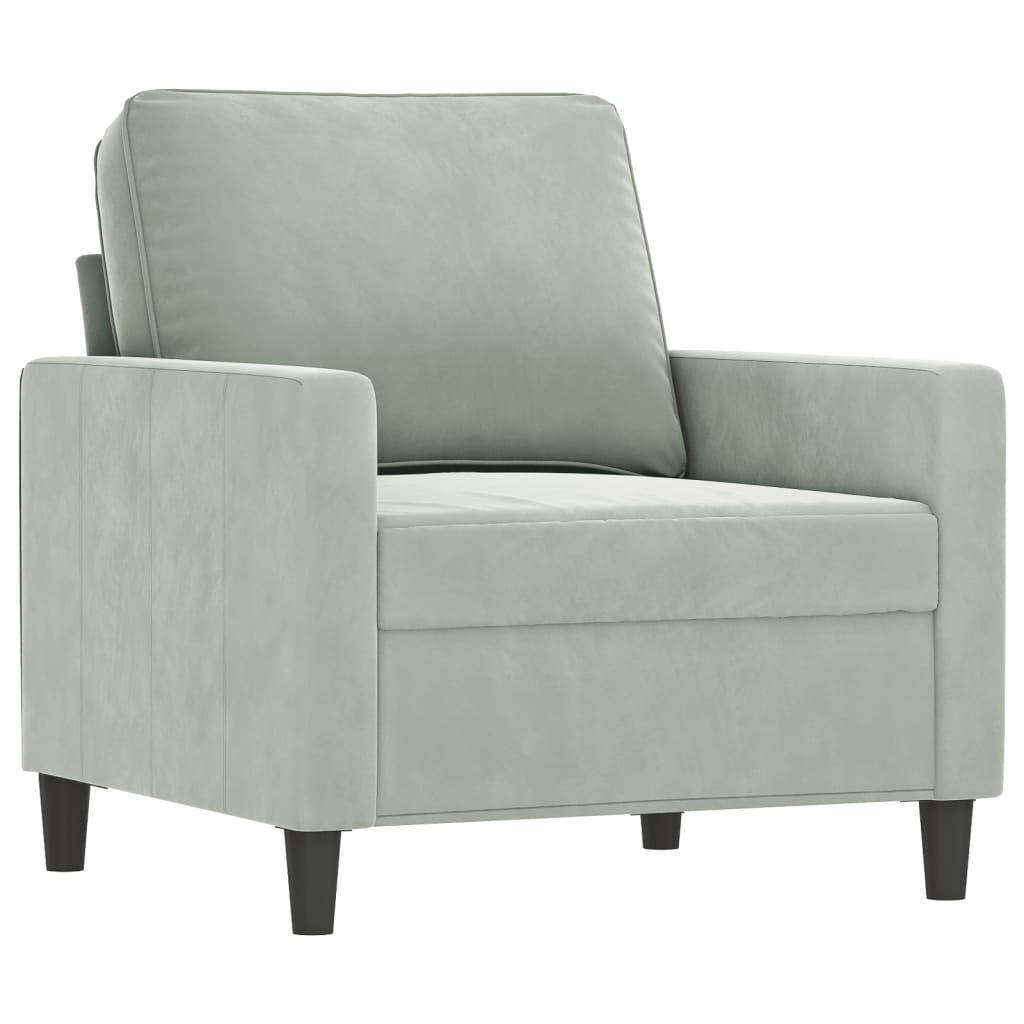 vidaXL Sofa Chair Upholstered Accent Armchair Sofa Comfort Light Gray Velvet-0