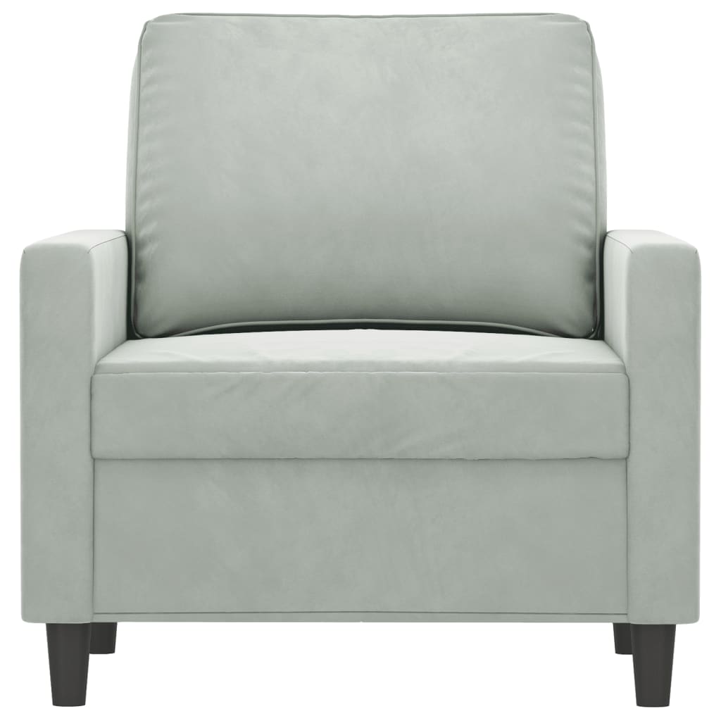 vidaXL Sofa Chair Upholstered Accent Armchair Sofa Comfort Light Gray Velvet-16