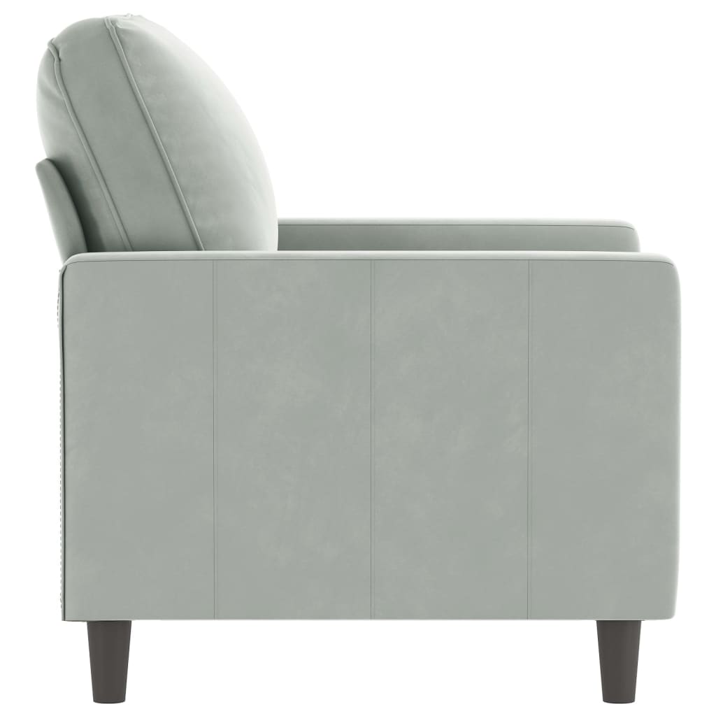 vidaXL Sofa Chair Upholstered Accent Armchair Sofa Comfort Light Gray Velvet-24