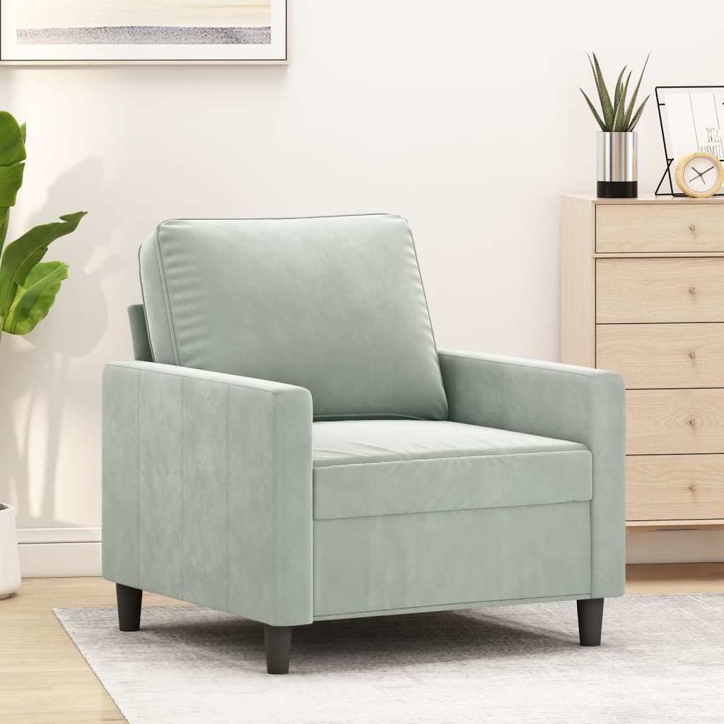 vidaXL Sofa Chair Upholstered Accent Armchair Sofa Comfort Light Gray Velvet-8