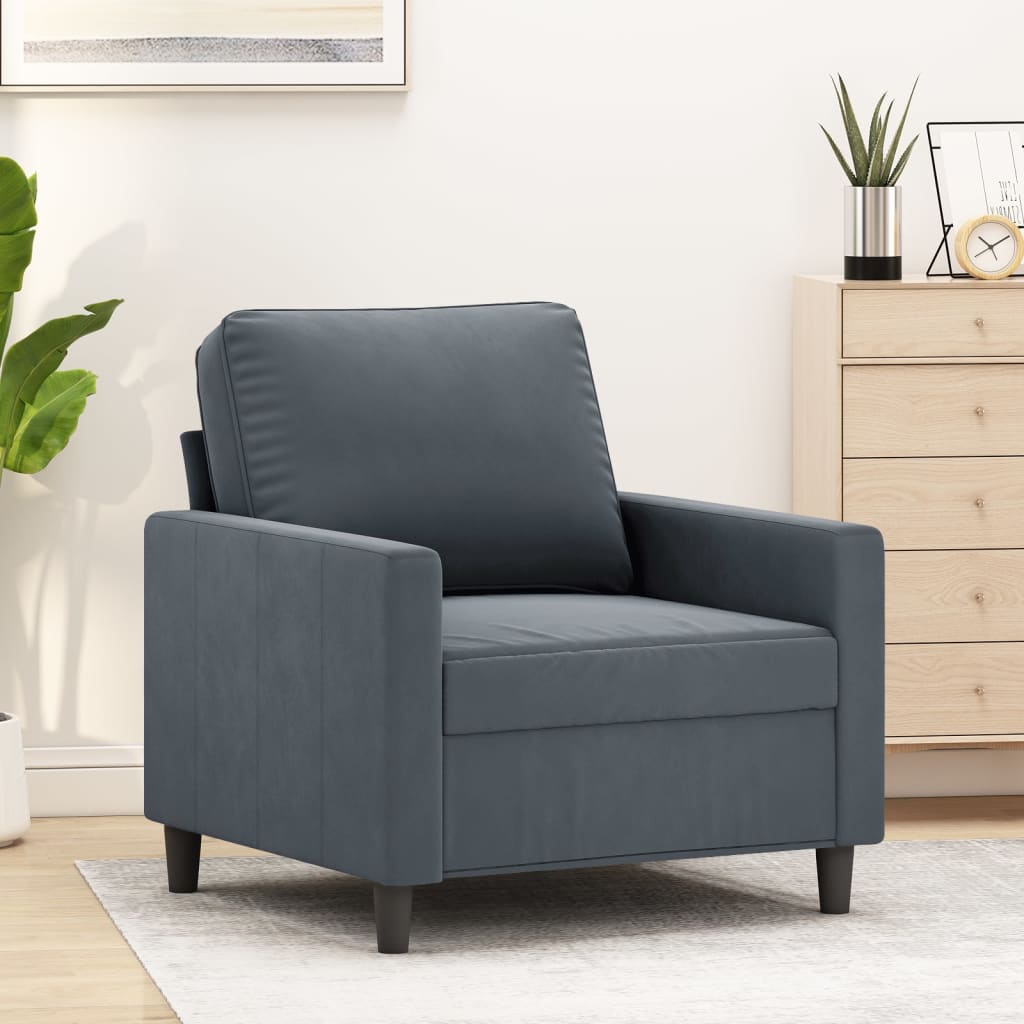 vidaXL Sofa Chair Upholstered Accent Armchair Sofa Comfort Light Gray Velvet-64