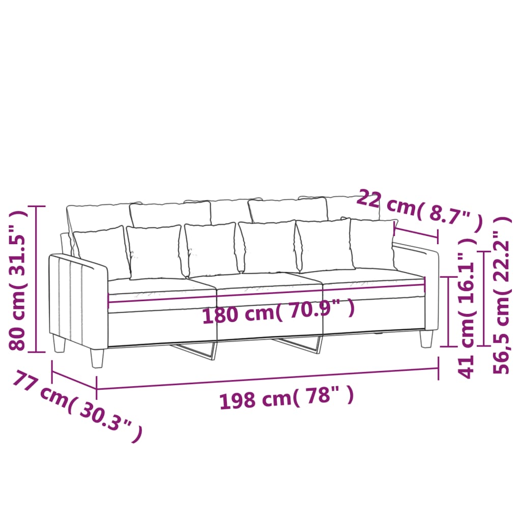 vidaXL Sofa Chair Upholstered Single Sofa Armchair for Living Room Fabric-41