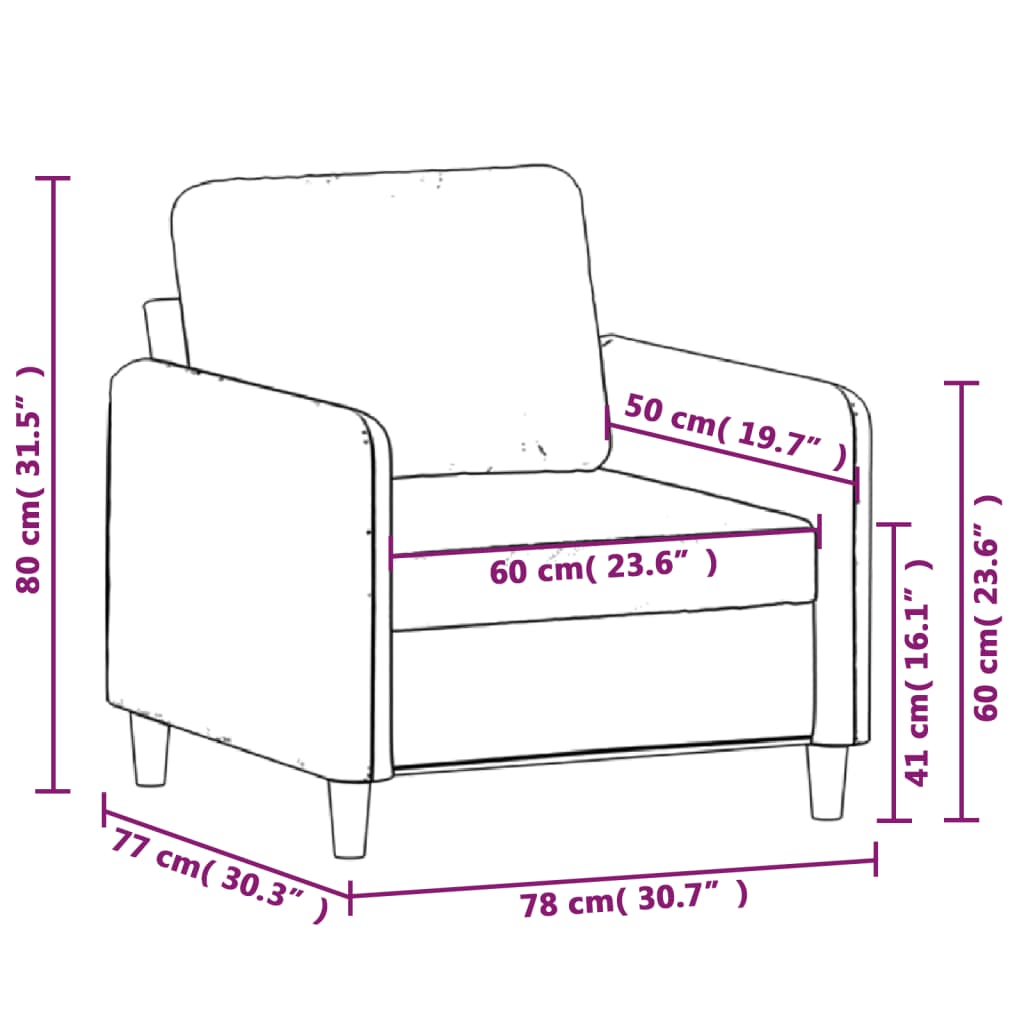 vidaXL Sofa Chair Upholstered Single Sofa Armchair for Living Room Fabric-17