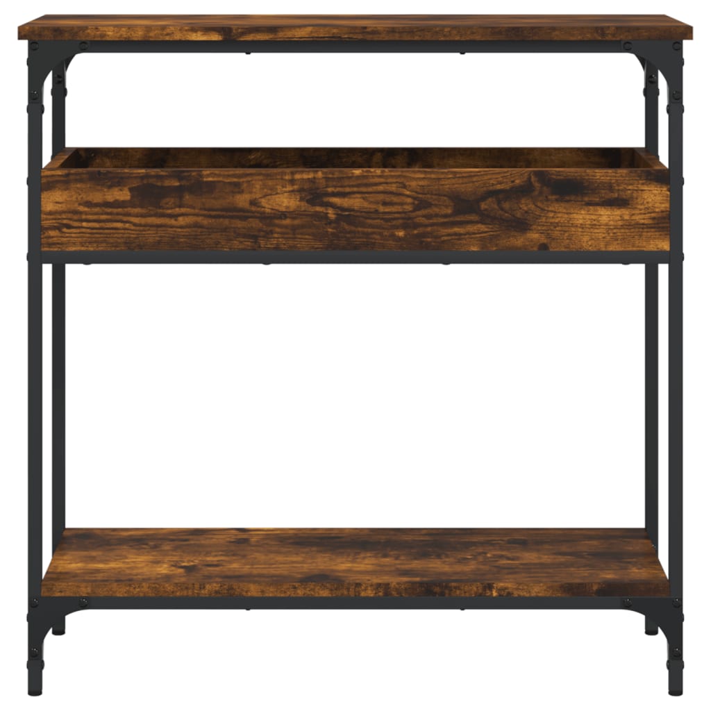 vidaXL Console Table with Shelf Smoked Oak 29.5"x11.4"x29.5" Engineered Wood-3