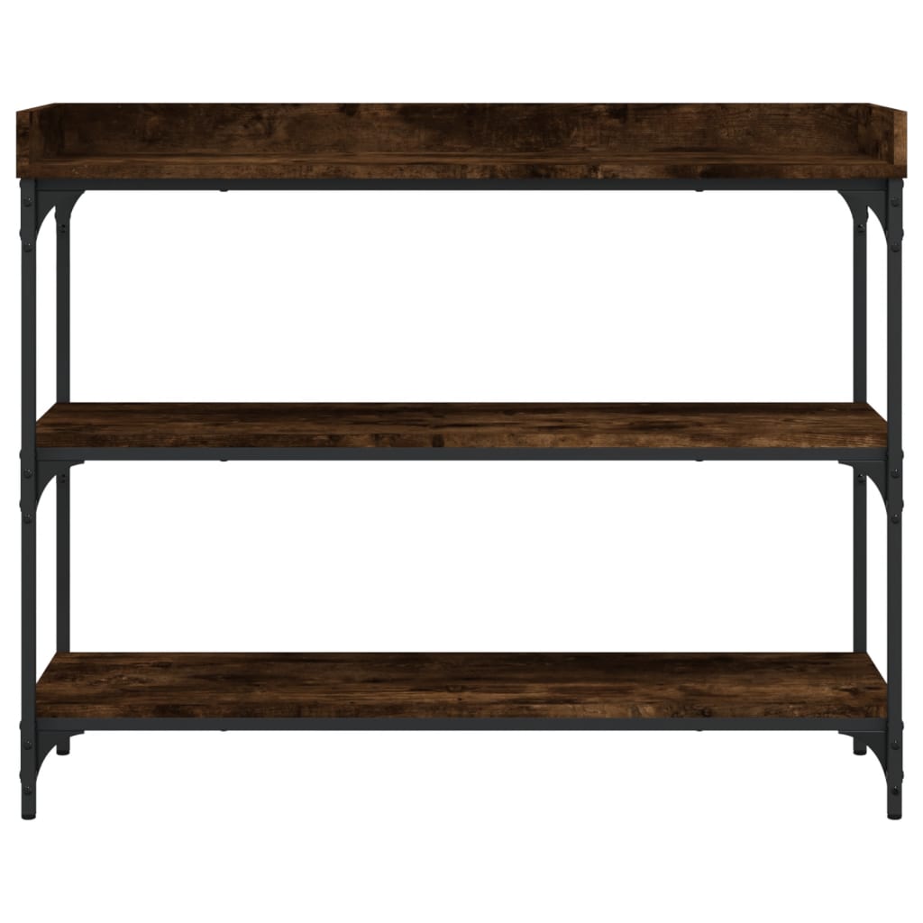 vidaXL Console Table with Shelves Smoked Oak 39.4"x11.8"x31.5"-2