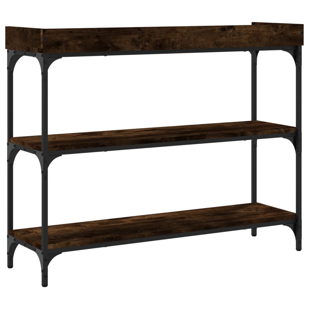 vidaXL Console Table with Shelves Smoked Oak 39.4"x11.8"x31.5"-4