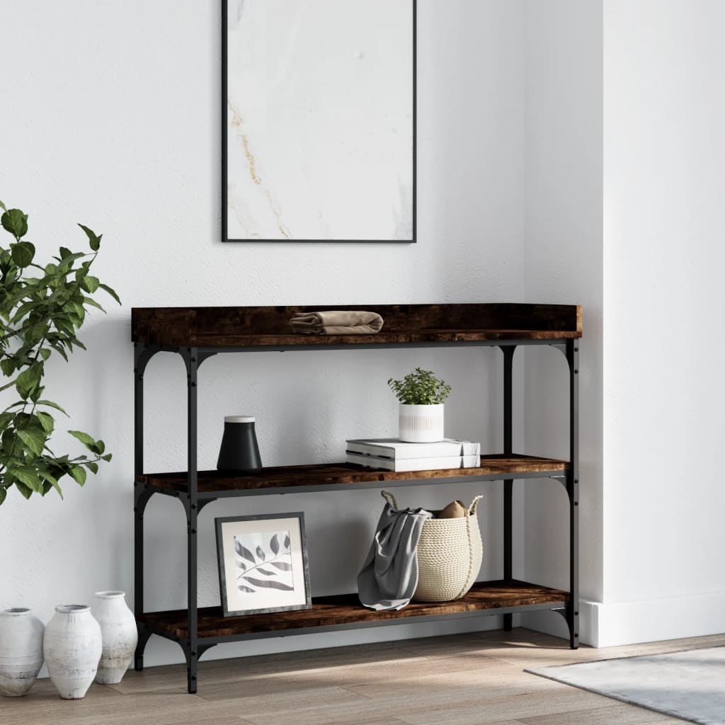 vidaXL Console Table with Shelves Smoked Oak 39.4"x11.8"x31.5"-0