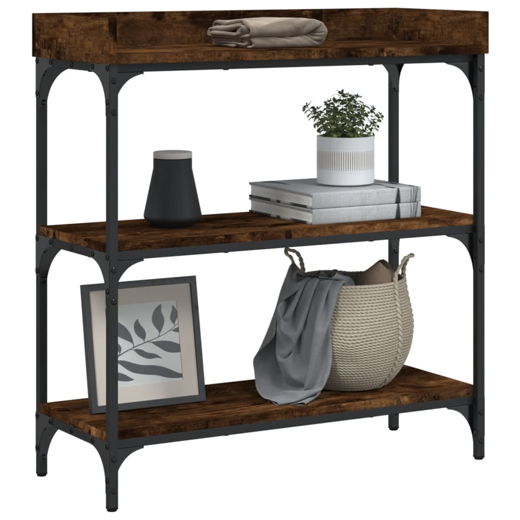 vidaXL Console Table with Shelves Smoked Oak 29.5"x11.8"x31.5"-1