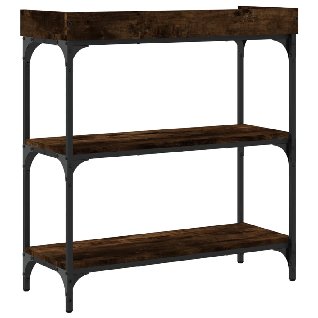 vidaXL Console Table with Shelves Smoked Oak 29.5"x11.8"x31.5"-4